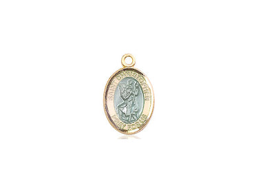 14kt Solid Gold St. Christopher Small Patron Saint Medal Pendant 1/2 x 1/4 inch Bliss USA Made
