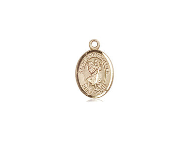 14kt Solid Gold St. Christopher Small Patron Saint Medal Pendant 1/2 x 1/4 inch Bliss USA Made