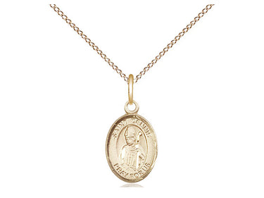 Small 14kt gold filled St. Dennis patron saint medal necklace with 18-inch curb chain by Bliss