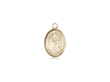 14kt solid gold small St. Dennis patron saint medal pendant, 1/2 x 1/4 inches, handcrafted by Bliss