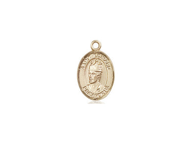 Small 14kt solid gold St. Edward the Confessor patron saint medal pendant, 1/2 x 1/4 inches, handcrafted by Bliss Manufacturing USA
