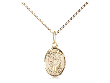 14kt Gold Filled Small St. Clare of Assisi Patron Saint Medal Necklace 1/2 x 1/4 with 18 inch chain by Bliss