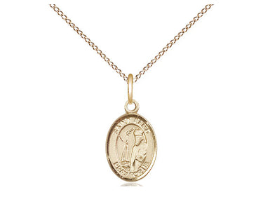 Small 14kt gold filled St. Elmo patron saint medal necklace with 18 inch curb chain, handcrafted by Bliss Manufacturing USA
