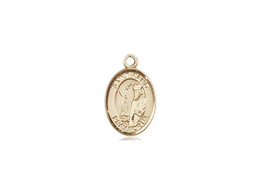Small 14kt solid gold St. Elmo patron saint medal pendant, 1/2 x 1/4 inches, handcrafted by Bliss Manufacturing USA