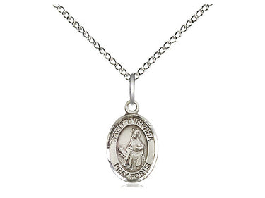 Sterling Silver St. Dymphna patron saint medal necklace 1/2 inch by 1/4 inch with 18 inch chain handcrafted by Bliss