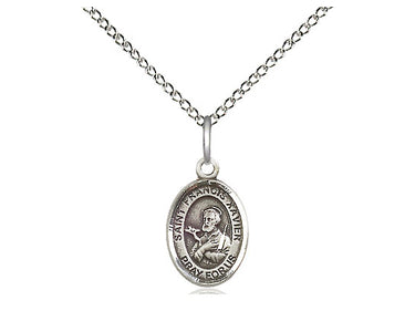 Sterling Silver St. Francis Xavier Small Patron Saint Medal Necklace 1/2 x 1/4 inch on 18 inch Chain by Bliss