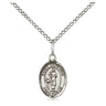 Sterling Silver St. Genesius of Rome patron saint medal necklace small 1/2x1/4 inch pendant 18 inch chain Bliss