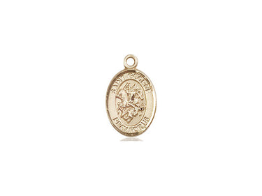 14kt solid gold St. George patron saint medal pendant, 1/2 x 1/4 inches, handcrafted by Bliss Manufacturing USA