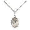 Sterling Silver St. Genevieve patron saint medal necklace with 18 inch curb chain by Bliss Manufacturing
