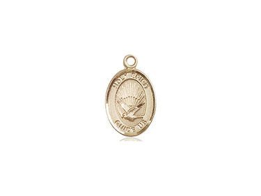 14kt solid gold small Holy Spirit Catholic medal pendant 1/2 inch with dove handmade by Bliss