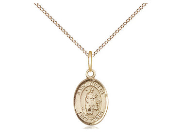 14kt Gold Filled St. Hubert of Liege Patron Saint Medal Necklace 1/2 x 1/4 inch with 18 inch chain by Bliss