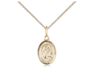 14kt Gold Filled St. Isidore of Seville patron saint medal necklace, 1/2 x 1/4 inch pendant on 18 inch chain by Bliss Manufacturing USA