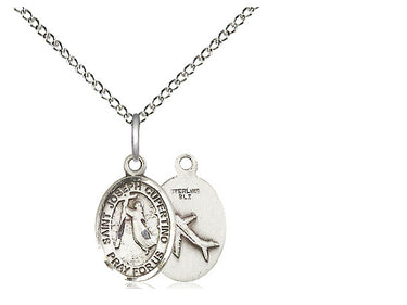 Small Sterling Silver St. Joseph of Cupertino Catholic Patron Saint Medal Necklace 1/2 inch by 1/4 inch with 18 inch chain by Bliss