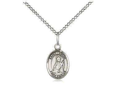 Sterling Silver St. Lucia of Syracuse Small Patron Saint Medal Necklace 1/2 x 1/4 inch with 18 inch Chain by Bliss
