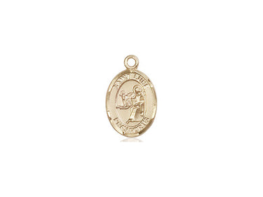 14kt solid gold St. Luke the Apostle medal pendant, 1/2 inch by 1/4 inch, handcrafted by Bliss Manufacturing