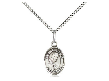 Small Sterling Silver St. Philomena patron saint medal necklace 1/2" x 1/4" with 18" chain by Bliss