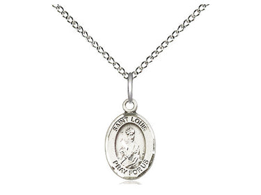 Sterling silver St. Louis IX medal necklace with 18 inch curb chain, handcrafted by Bliss Manufacturing