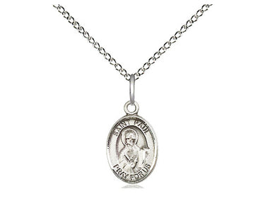 Sterling silver St. Paul the Apostle patron saint medal necklace with 18 inch curb chain, 1/2 x 1/4 inch pendant, handcrafted by Bliss USA