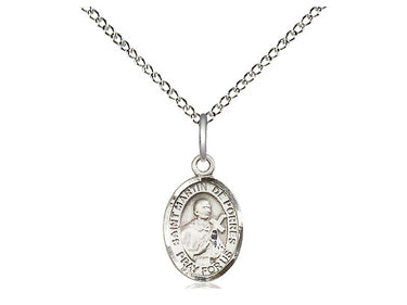 Sterling Silver St. Martin de Porres Patron Saint Medal Necklace 1/2 x 1/4 inch with 18 inch Chain by Bliss
