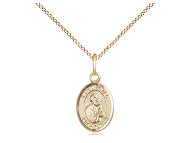 14kt gold filled St. Peter the Apostle patron saint medal necklace with 18 inch curb chain, 1/2 x 1/4 inch pendant, handcrafted by Bliss USA