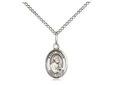 Small sterling silver St. Peter the Apostle medal necklace 1/2 x 1/4 with 18 inch curb chain handcrafted by Bliss