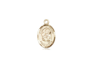 14kt solid gold St. Raymond Nonnatus patron saint medal pendant, 1/2 inch by 1/4 inch, handcrafted in USA by Bliss Manufacturing