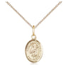 Small 14kt Gold Filled St. Scholastica Patron Saint Medal Necklace, 1/2 x 1/4 inch pendant on 18 inch chain, USA made by Bliss