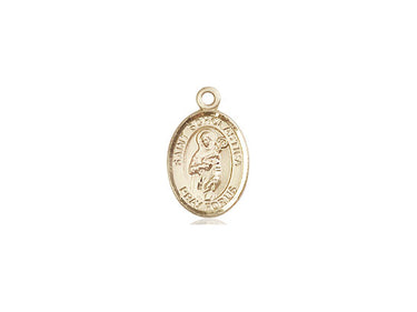 Small 14kt Solid Gold St. Scholastica Patron Saint Medal Pendant, 1/2 x 1/4 inch, USA made by Bliss