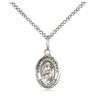 Small Sterling Silver St. Scholastica Patron Saint Medal Necklace, 1/2 x 1/4 inch pendant on 18 inch chain, USA made by Bliss