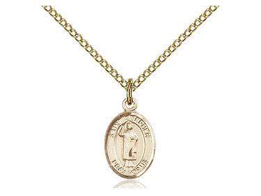 Small 14kt gold filled St. Stephen the Martyr patron saint medal necklace with 18 inch chain by Bliss