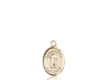 Small 14kt solid gold St. Stephen the Martyr patron saint medal pendant 1/2 x 1/4 inch by Bliss