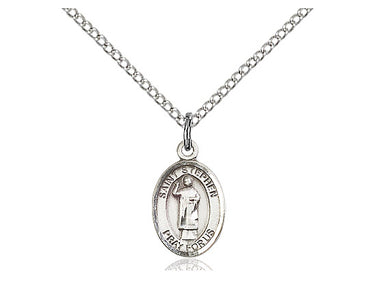 Sterling Silver St. Stephen the Martyr Small Patron Saint Medal Necklace 1/2 inch by 1/4 inch with 18 inch Chain by Bliss