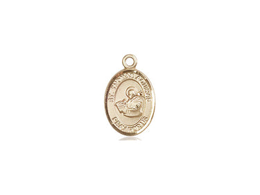 14kt solid gold St. Thomas Aquinas medal pendant, small 1/2 inch by 1/4 inch, handcrafted by Bliss