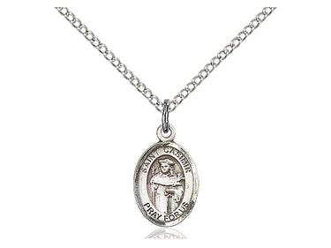 Sterling silver St. Casimir of Poland patron saint medal necklace with 18 inch chain, handcrafted by Bliss USA