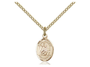 14kt Gold Filled St. William of Rochester Small Patron Saint Medal Necklace with 18 Inch Chain by Bliss