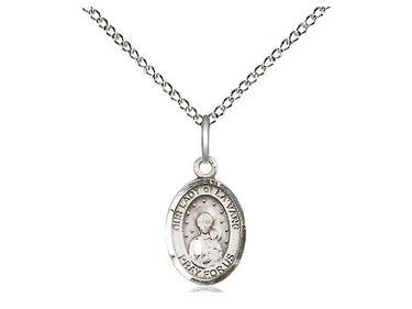 Sterling Silver Our Lady of La Vang Small Medal Necklace 1/2 x 1/4 inch with 18 inch chain by Bliss