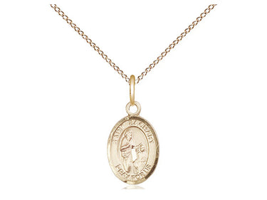 14kt gold filled St. Zachary patron saint medal necklace, small 1/2 x 1/4 inch, 18-inch chain, Bliss