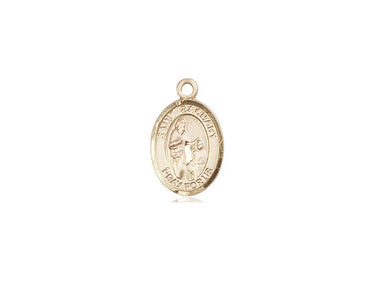 14kt solid gold St. Zachary patron saint medal pendant, small 1/2 x 1/4 inch, handmade by Bliss