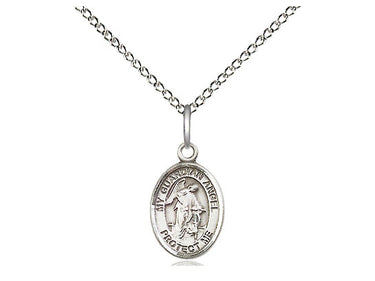 Small Sterling Silver Guardian Angel Pendant Necklace 1/2x1/4 inch on 18 inch curb chain handmade by Bliss