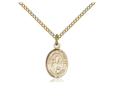 14kt Gold Filled Small St. Leo the Great Patron Saint Medal Necklace 1/2 x 1/4 inch with 18 inch Chain by Bliss