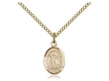 Gold Filled St. Bridget of Sweden small patron saint medal necklace 1/2 x 1/4 inches with 18 inch chain by Bliss