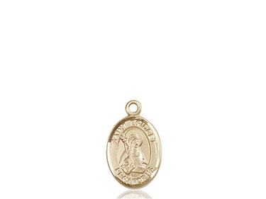 14kt solid gold St. Bridget of Sweden small patron saint medal pendant 1/2 x 1/4 by Bliss