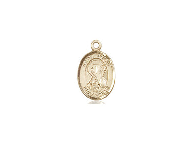 14kt solid gold St. Brigid of Ireland patron saint medal pendant 1/2 x 1/4 inch by Bliss Manufacturing