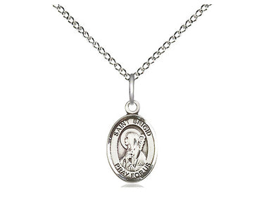 Sterling silver St. Brigid of Ireland patron saint medal necklace 1/2 x 1/4 inch with 18-inch chain by Bliss