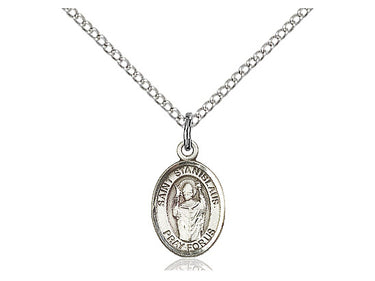 Sterling Silver St. Stanislaus Patron Saint Medal Necklace 1/2 x 1/4 inch with 18 inch Chain by Bliss