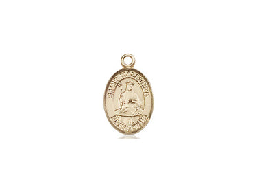 Small 14kt solid gold St. Walburga patron saint medal pendant handcrafted in USA by Bliss