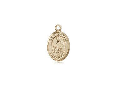 14kt Solid Gold St. Agnes of Rome Small Patron Saint Medal Pendant 1/2 x 1/4 inch Bliss USA