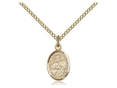 Small 14kt gold filled Sts. Cosmas and Damian patron saint medal necklace, 1/2 x 1/4 inch, 18 inch chain, Bliss