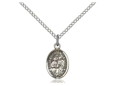 Sterling silver Sts. Cosmas and Damian patron saints medal necklace with 18 inch chain, handcrafted by Bliss USA
