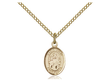 Small 14kt gold filled Maria Stein shrine pendant necklace 1/2 x 1/4 inch with 18 inch chain by Bliss